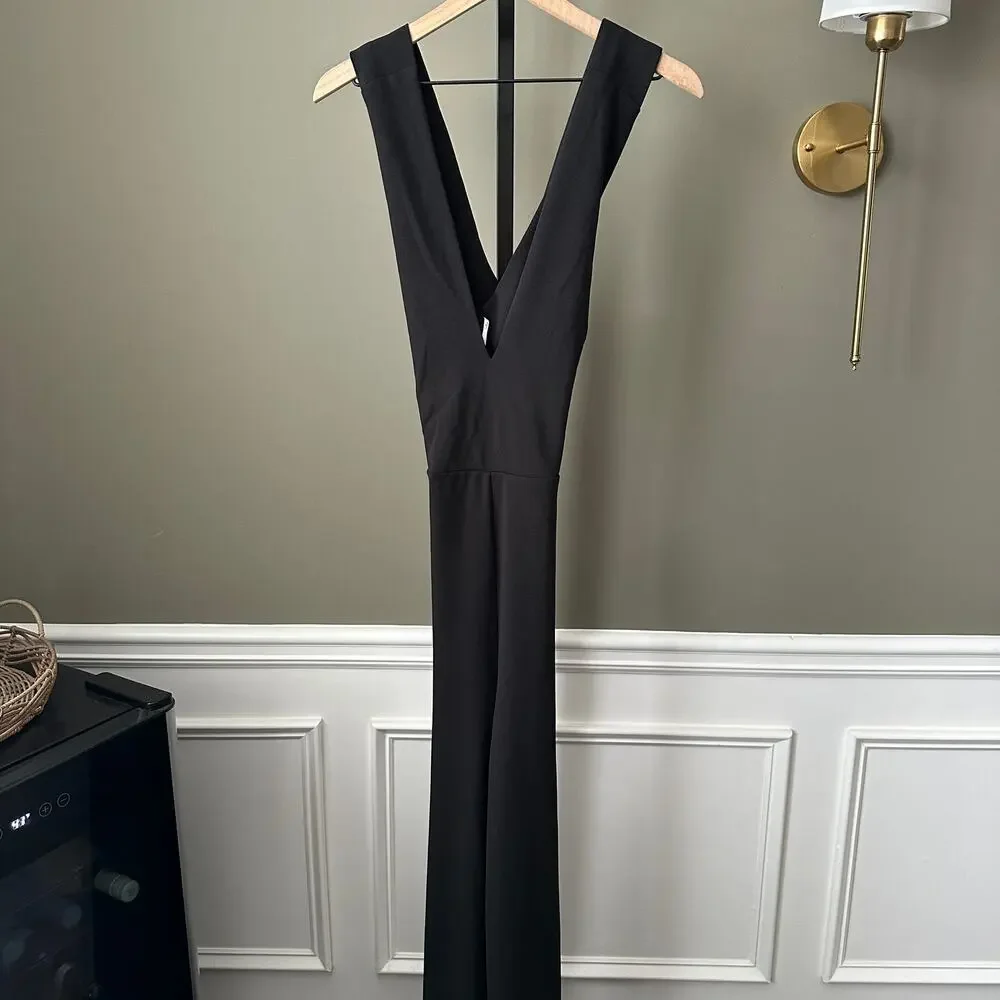Lulus Thinking Out Loud Black Backless Jumpsuit Large Womens - Picture 2 of 6